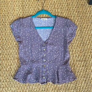 Polka dot button up crop